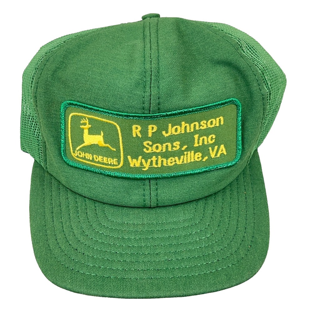Vintage John Deere Trucker Hat Cap Made USA 80s Louisville MFG Tractor Patch